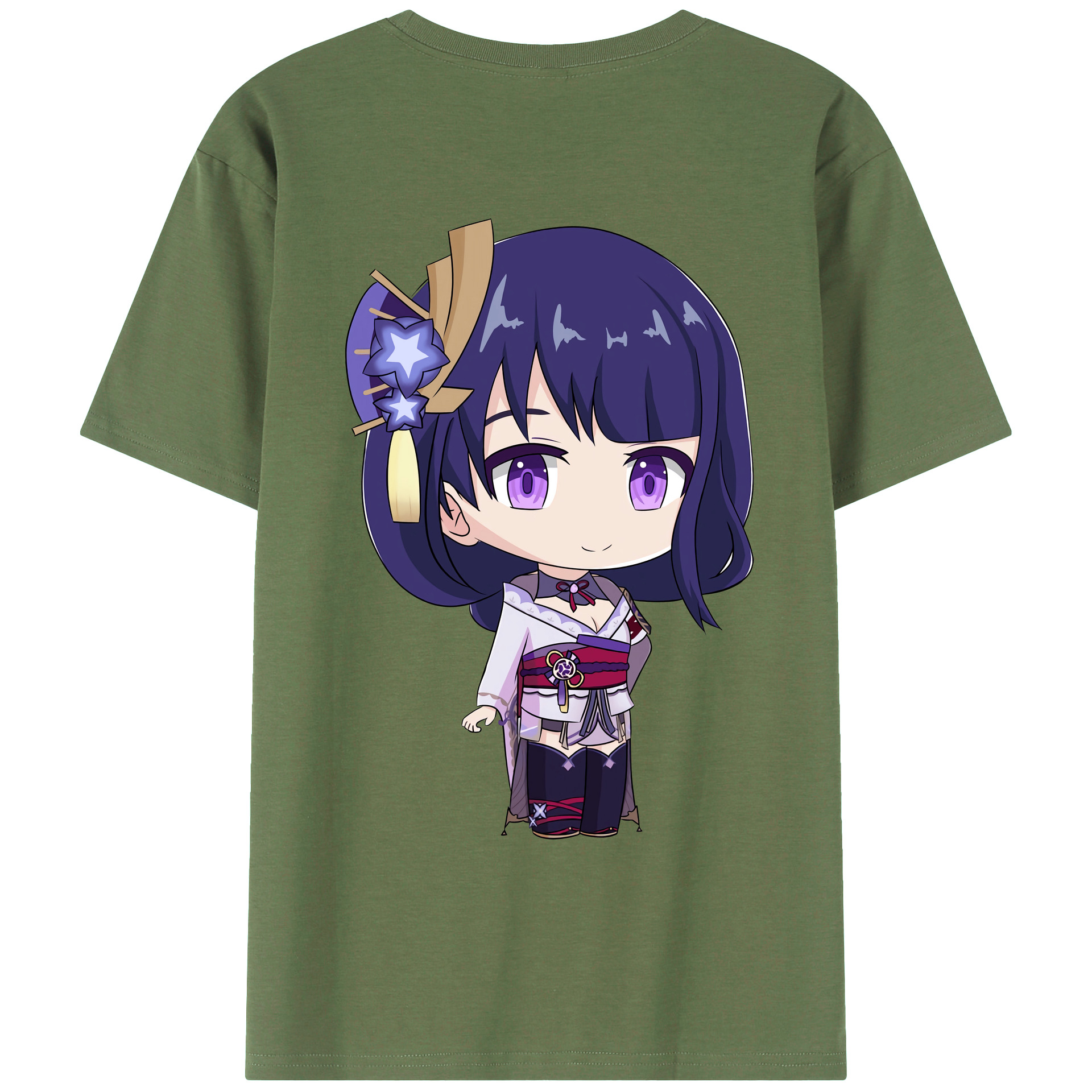 げんし神 雷電将軍 らいでんしょうぐん genshin Raiden Shogun 綿100％ メンズ半袖Tシャツ（バックプリント） 通気性
